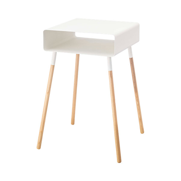 Yamazaki Home Tall Side Table With Storage Shelf, Rectangular Accent